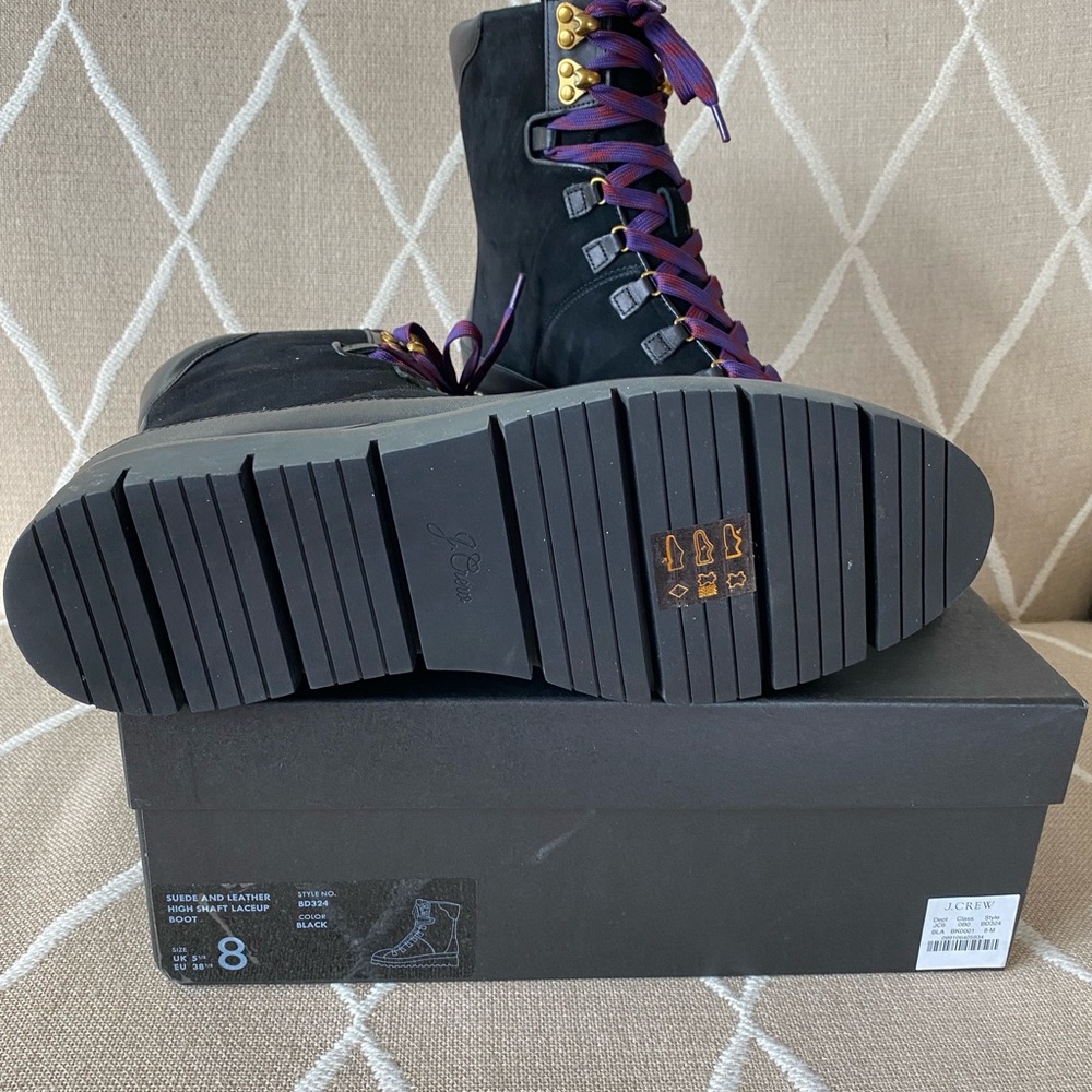 J Crew Suede and Leather Laceup Combat Boots NWT! - Picture 3 of 8